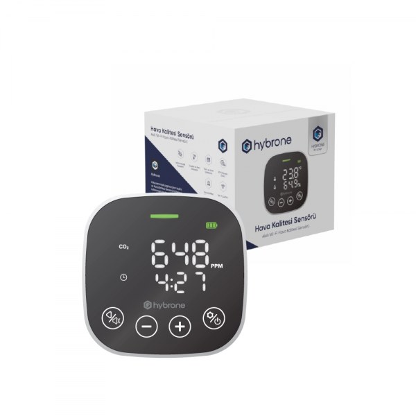Hybrone HY-SW1081-AQ Wi-Fi Akıllı Hava Kalitesi Sensörü Karbondioksit Göstergesi Sıcaklık ve Nem Ölçer