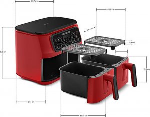 Karaca Air Pro Cook Duo Köz XXXL Ruby 8 lt Yağsız Fritöz