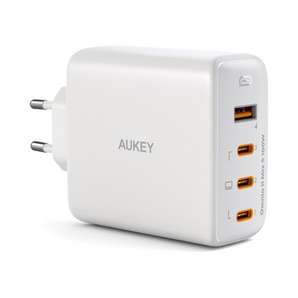 Aukey PA-B7S-WH 100 W Dört Bağlantı Noktalı PD GaN Duvar Şarj Cihazı