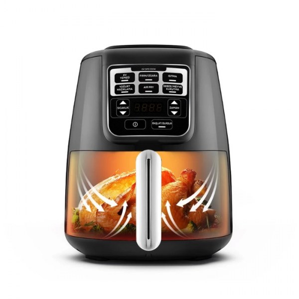 Karaca Air Pro Cook XL 2 in 1 Konuşan Airfryer Black Chrome
