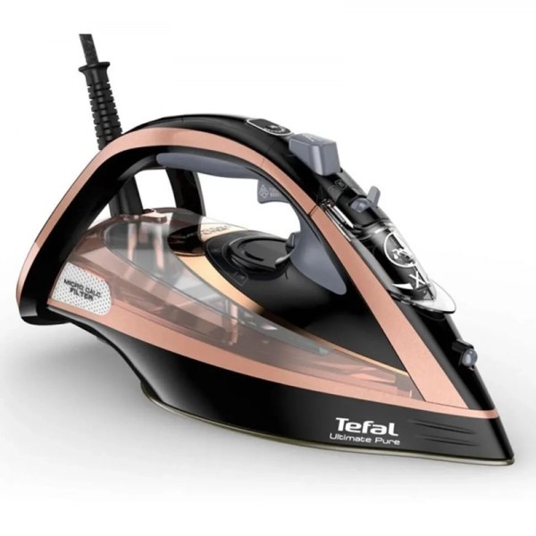 Tefal Ultimate Pure FV9845 Kireç Avcısı Buharlı Ütü Siyah Metalik Pembe